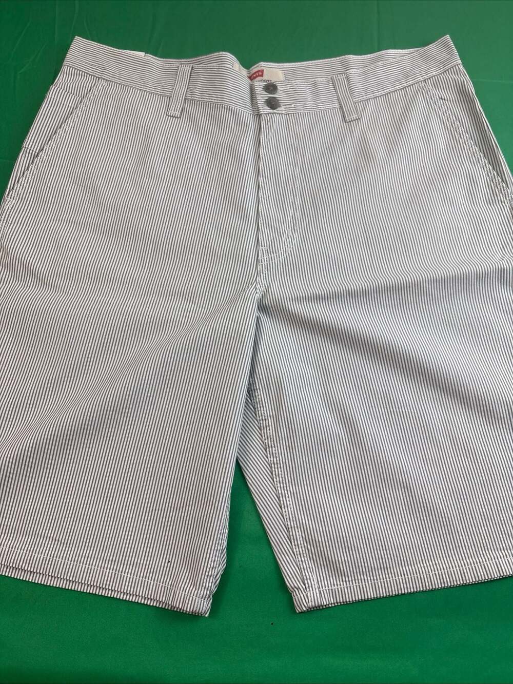 Levi's Men's Blue and White Hickory Stripe Carpenter Chino Shorts